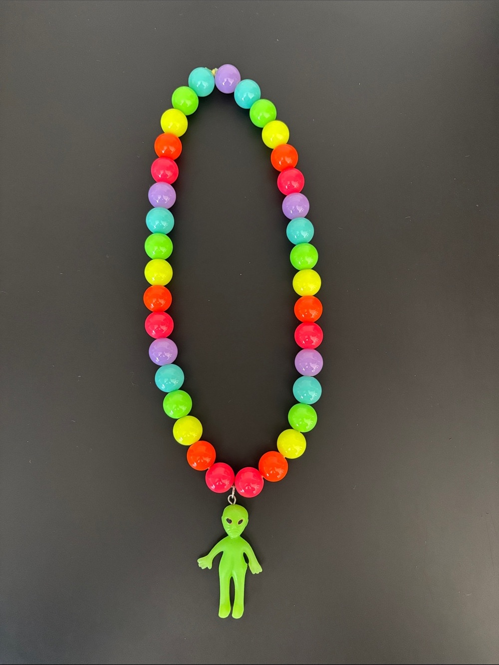 Rainbow & Glow In The Dark Alien Bead Necklace
